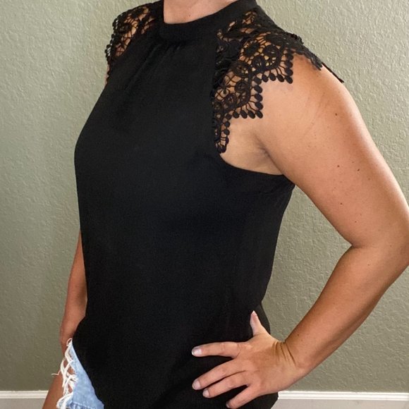 Black Lace Dressy Blouse - Picture 1 of 3
